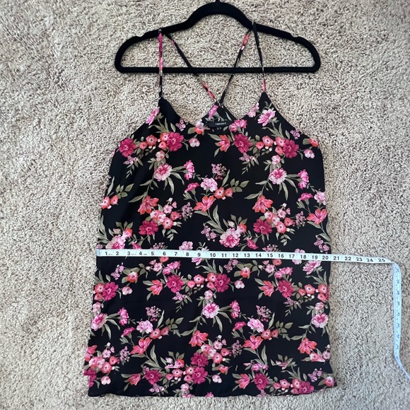 Black Floral Spaghetti Strap Cross Back Mini Dress - Picture 6 of 6